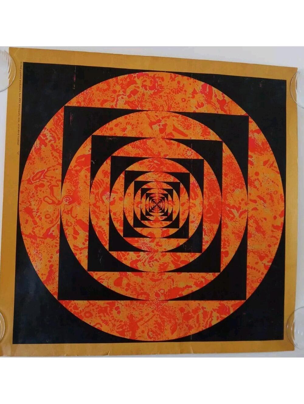 Vintage Original Psychedelic Geometric Poster 1968 David Friedman Blackllight - Picture 1 of 6